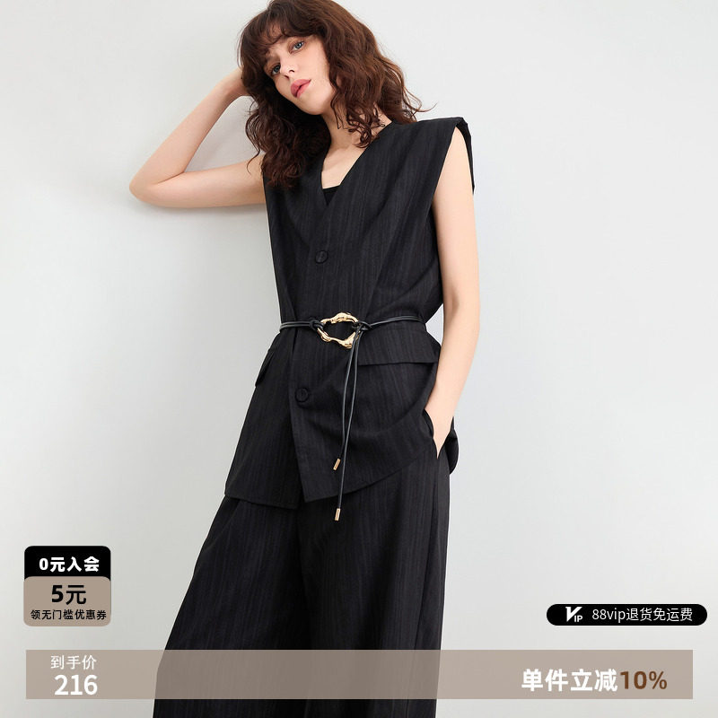 德玛纳夏季V领连袖通勤套装女图片