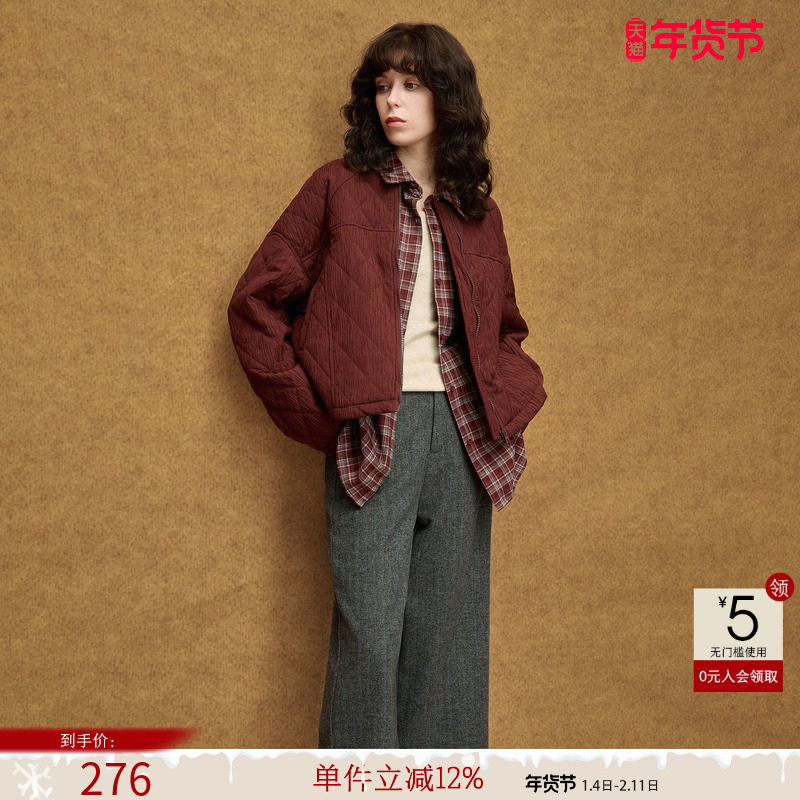 德玛纳保暖菱格绗棉圆领棉服女25冬季新款宽松抽绳摆拉链短款外套,女装/女士精品,棉衣/棉服,淘宝优惠券,粉丝福利购,淘宝优惠卷