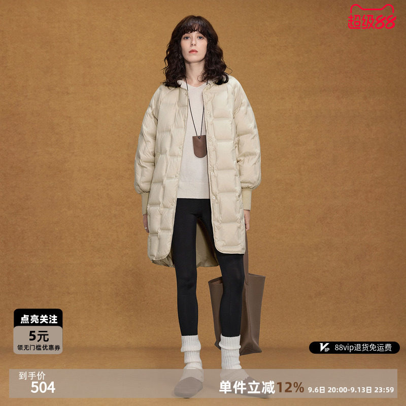 德玛纳轻暖鸭绒中长款羽绒服图片