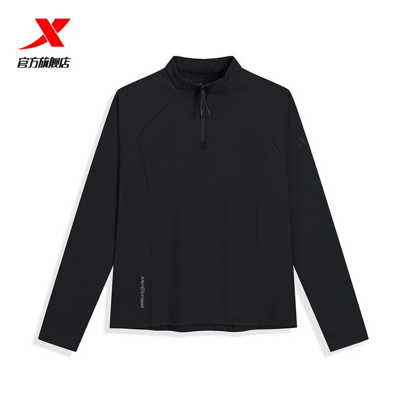 特步半拉链美式卫衣女款2026春季新款潮流长袖针织衫跑步登山套衫