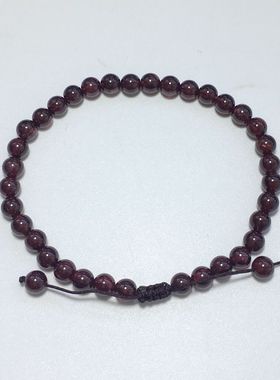 咖啡色编织可调节长度石榴石手串