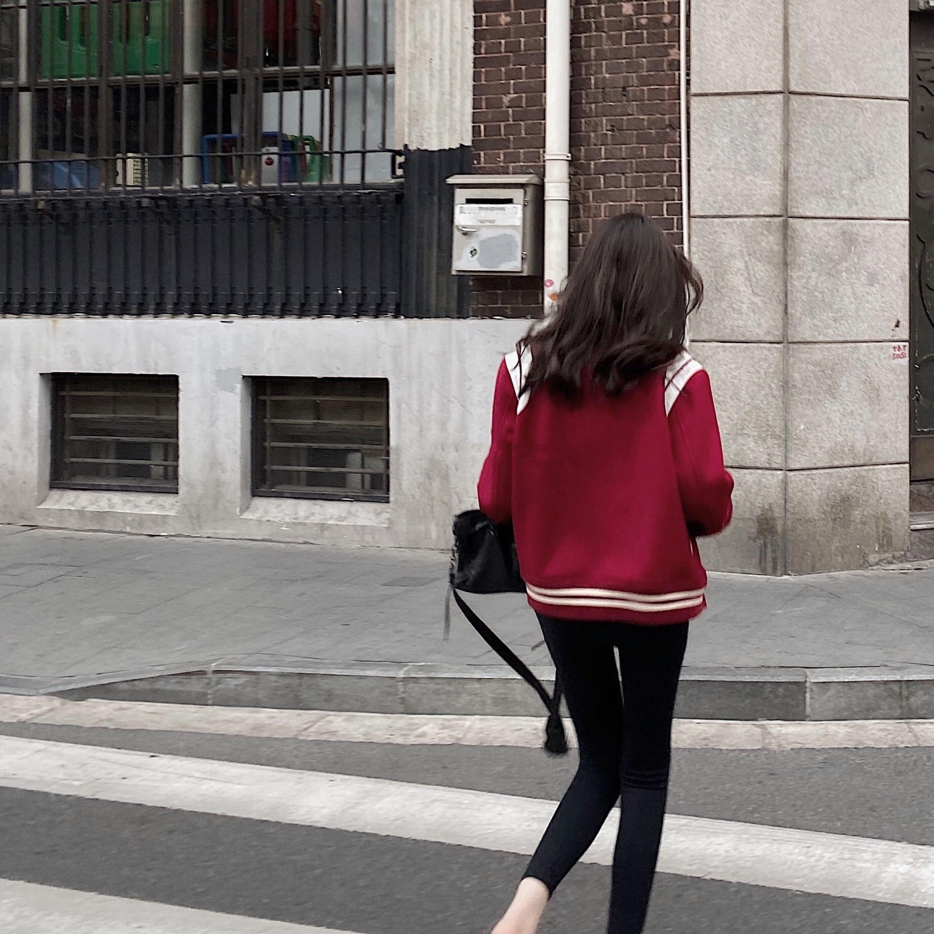 【留学生】现货 经典高街毛呢韩式棒球服19fw新色 红很正 外套