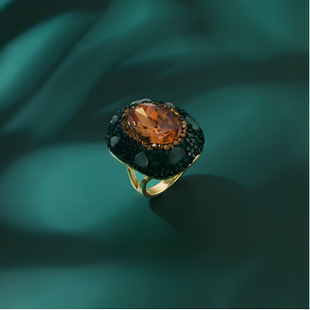 小众设计欧美风复古绿苏丹石光感夸张个性变色石榴戒指女