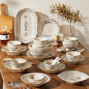 碗盘餐具套装一人食碗碟套装家用情侣2人早餐盘碗筷单人一套碗具