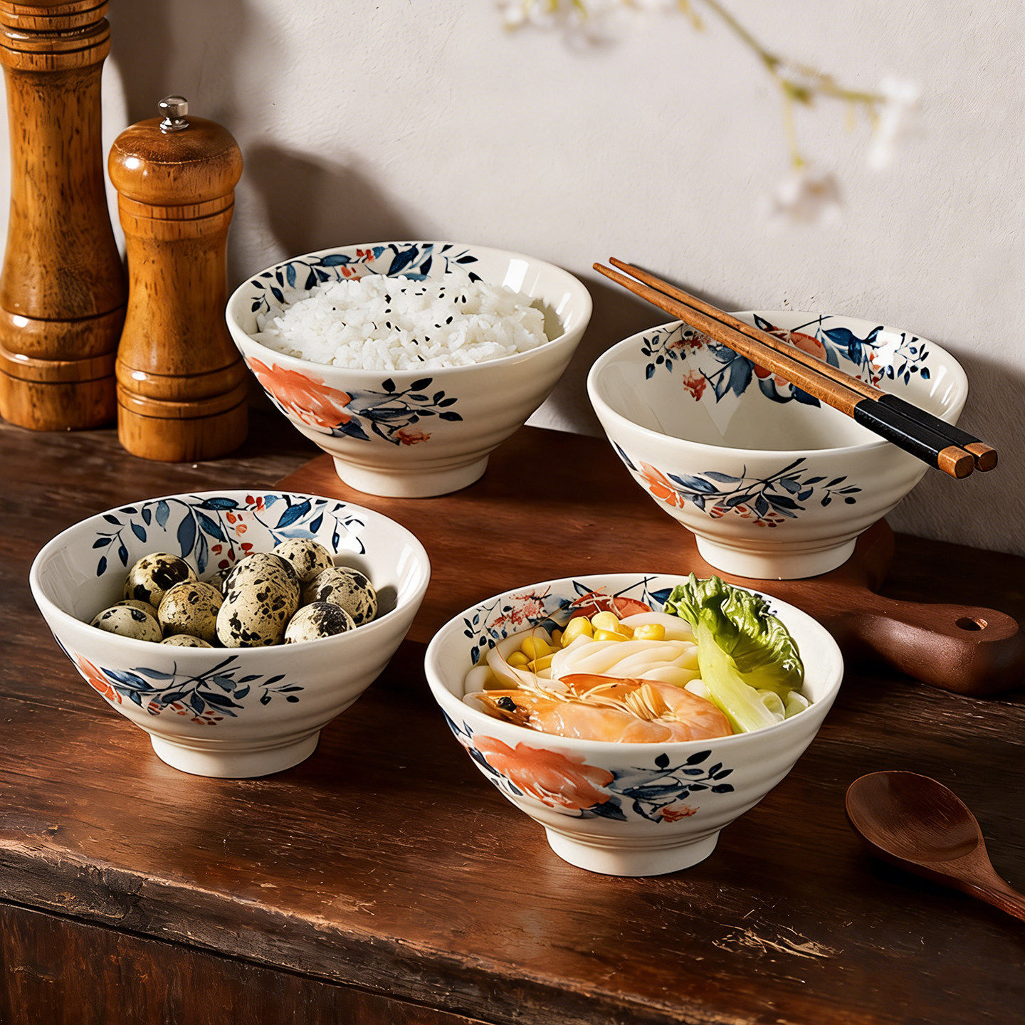 2026新款日式釉下彩陶瓷饭碗