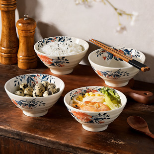 5寸家用饭碗个人专用2026新款高颜值漂亮面碗釉下彩日式和风饭碗