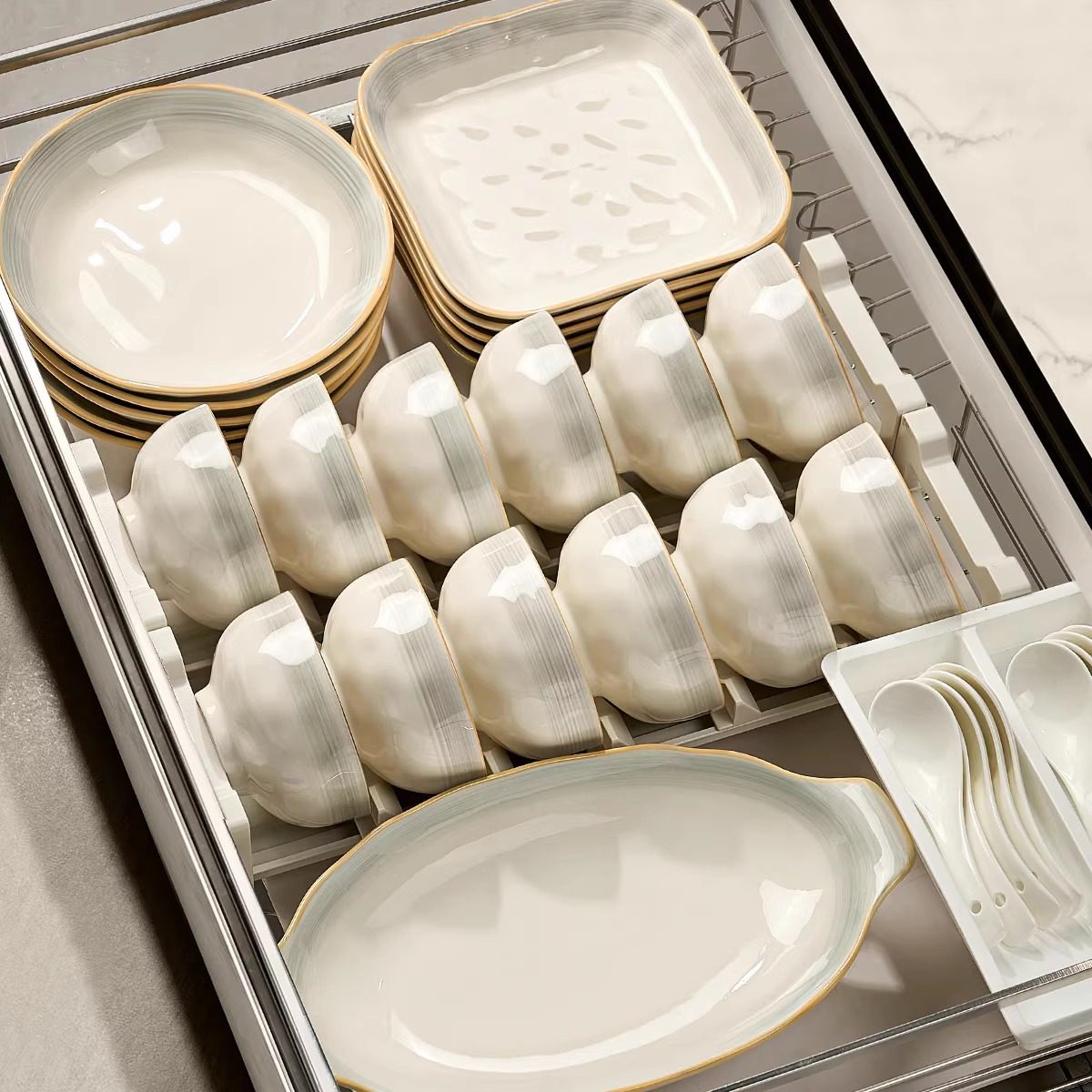 中式釉下彩餐具套装家用高颜值2025新款碗碟套装碗盘乔迁新居碗筷,餐饮具,餐具瓷器套装,淘宝优惠券,粉丝福利购,淘宝优惠卷