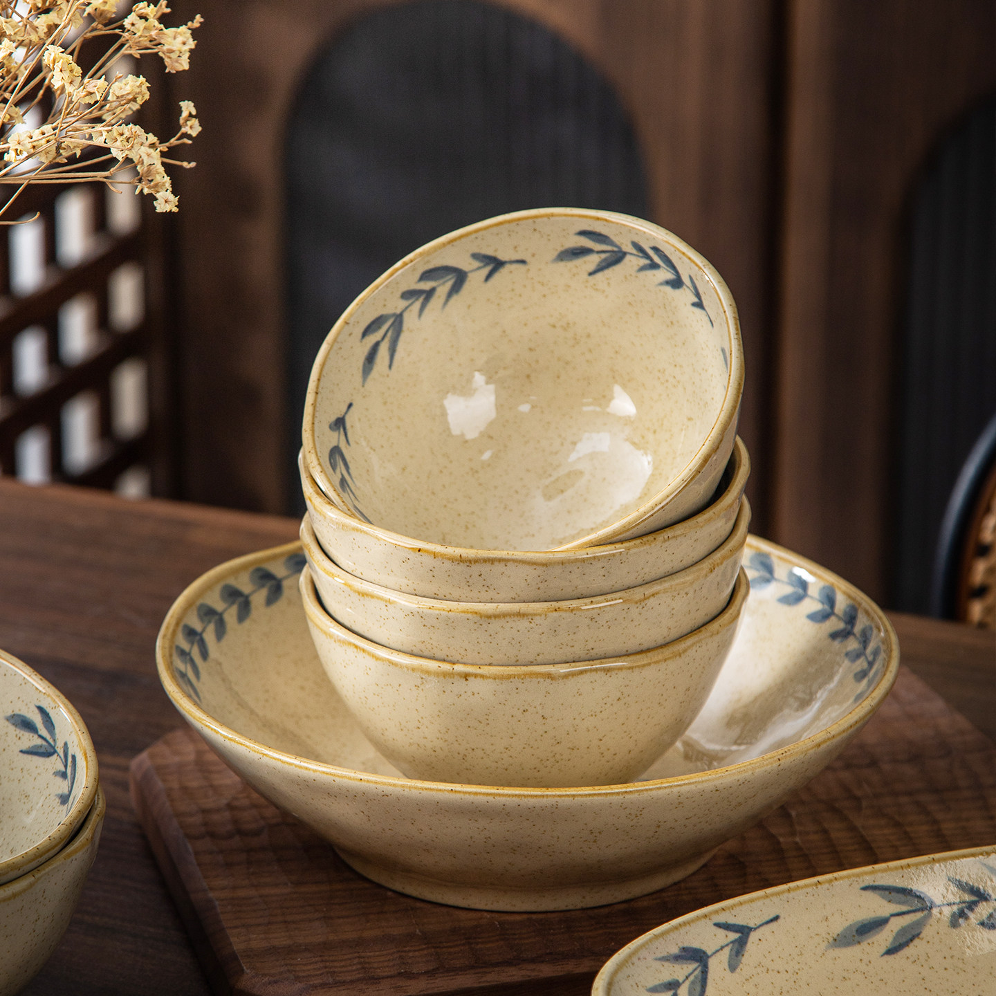 中古风餐具陶瓷米饭碗2026年新款复古碗碟高颜值大碗面碗深盘菜碗,餐饮具,碗,淘宝优惠券,粉丝福利购,淘宝优惠卷