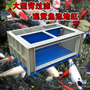 大型锦鲤鱼池背部过滤系统观赏鱼缸高密度养殖落地缸超白玻璃鱼箱