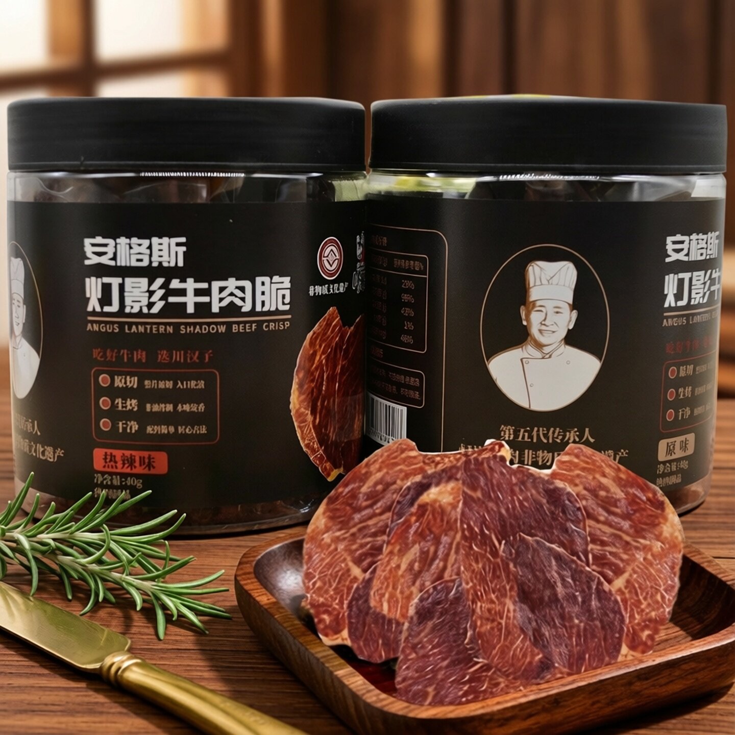 川汉子安格斯灯影牛肉脆40g罐装薄脆酥脆牛肉干脆片四川特产零食