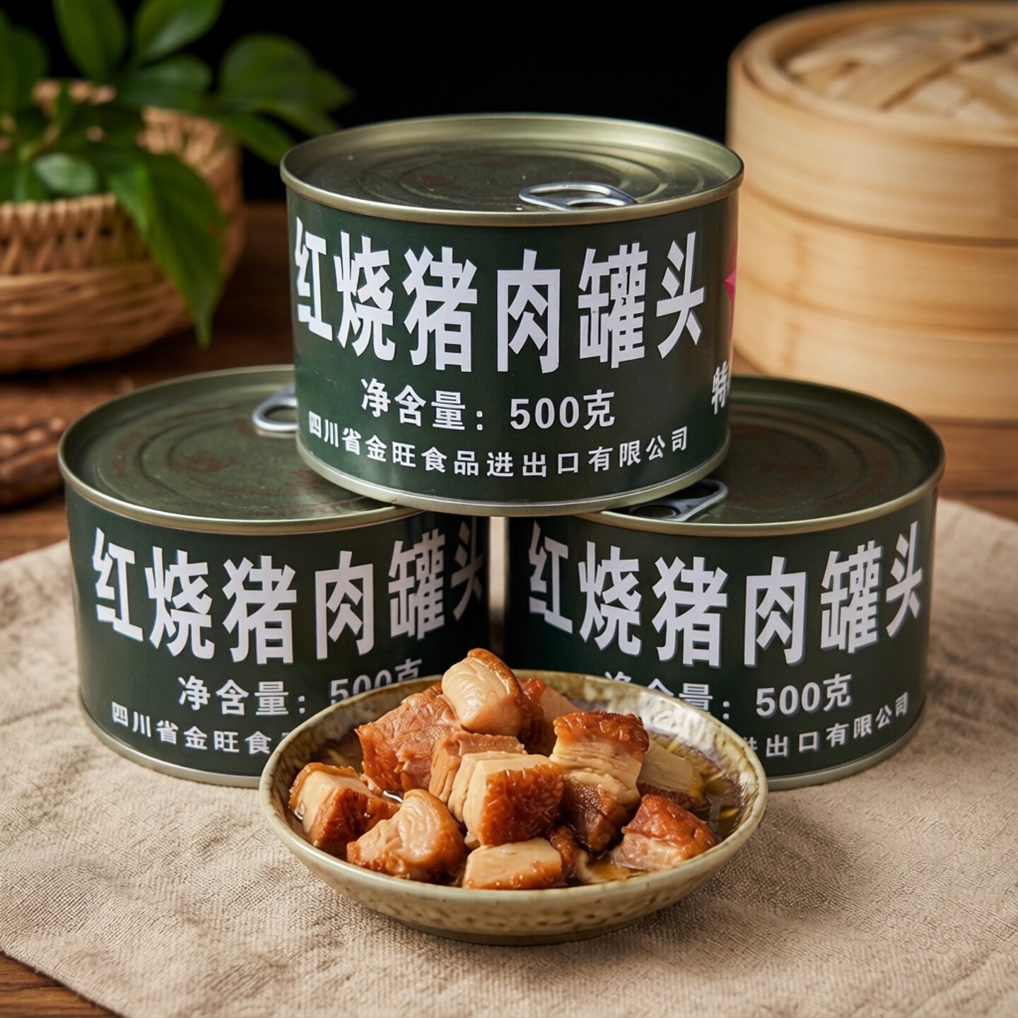 红烧猪肉罐头户外食罐头干粮
