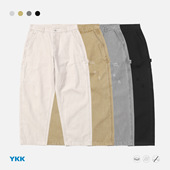 26SS复古14oz珠帆布洗水做旧破坏伐木工装 直筒休闲裤 男女cleanfit