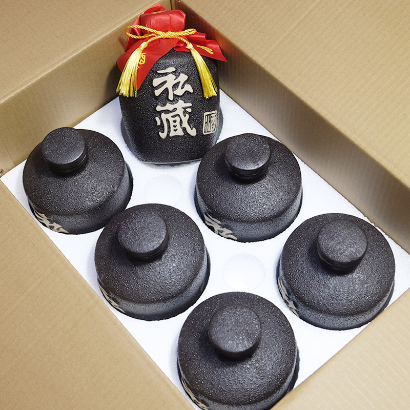 陶瓷酒瓶一斤装白酒空酒瓶6个装包邮陶瓷酒坛子土陶高档礼盒定制