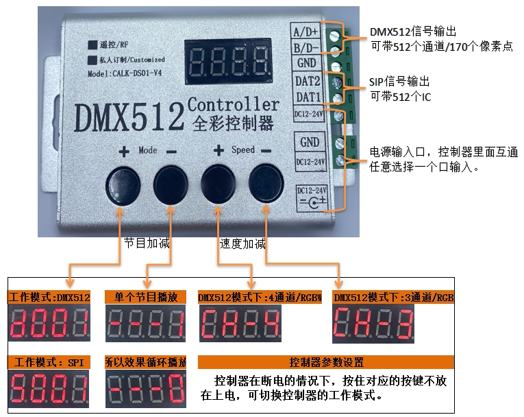 dmx512控制器/spi控制器/任意切换//洗墙灯/线条灯/灯带led控制器