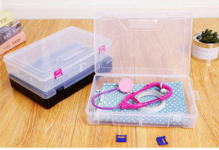 积木零件收纳盒PP 塑料大号10格双扣空盒 零件盒串珠盒D908