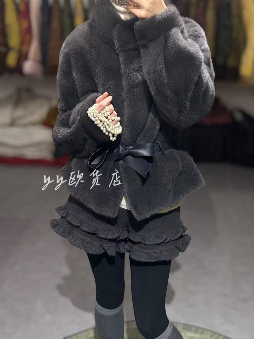 欧洲站26年冬季新款女短款水貂毛紫貂皮草外套时尚百搭气质上衣潮