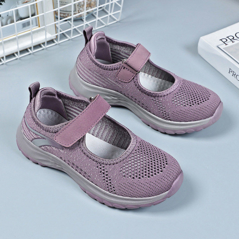 老人鞋女夏季透气网眼妈妈网鞋中老年方口凉鞋加宽大脚骨运动布鞋