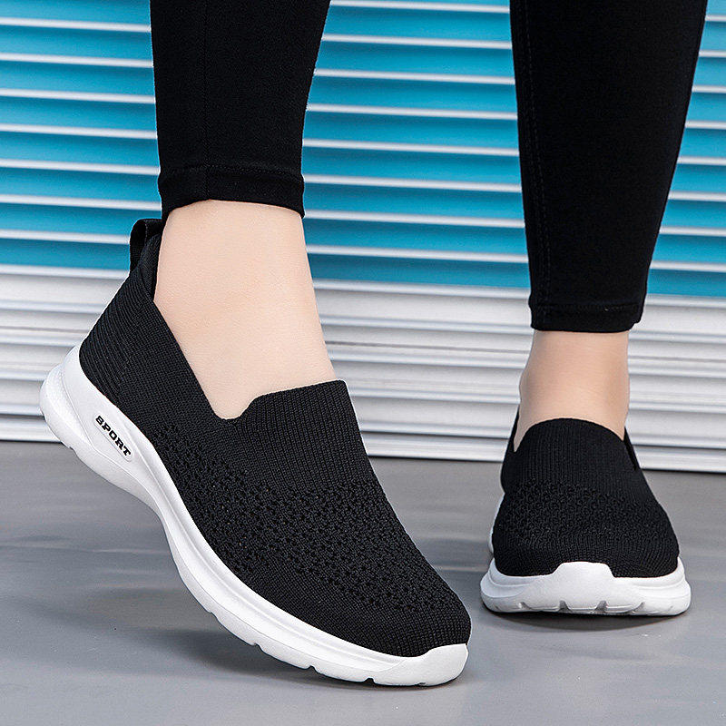 夏季透气老年健步鞋女一脚蹬软底舒适老人鞋中老年妈妈休闲 运动