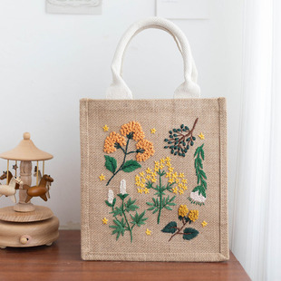 手工diy通口愉美子文艺清新麻布袋手提包日系少女新手刺绣材料包
