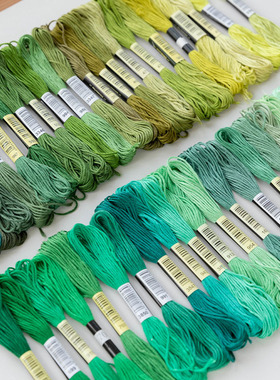 25号线涤棉线8米6股十字绣线马赛克像素板刺绣线绿色系绣衣服