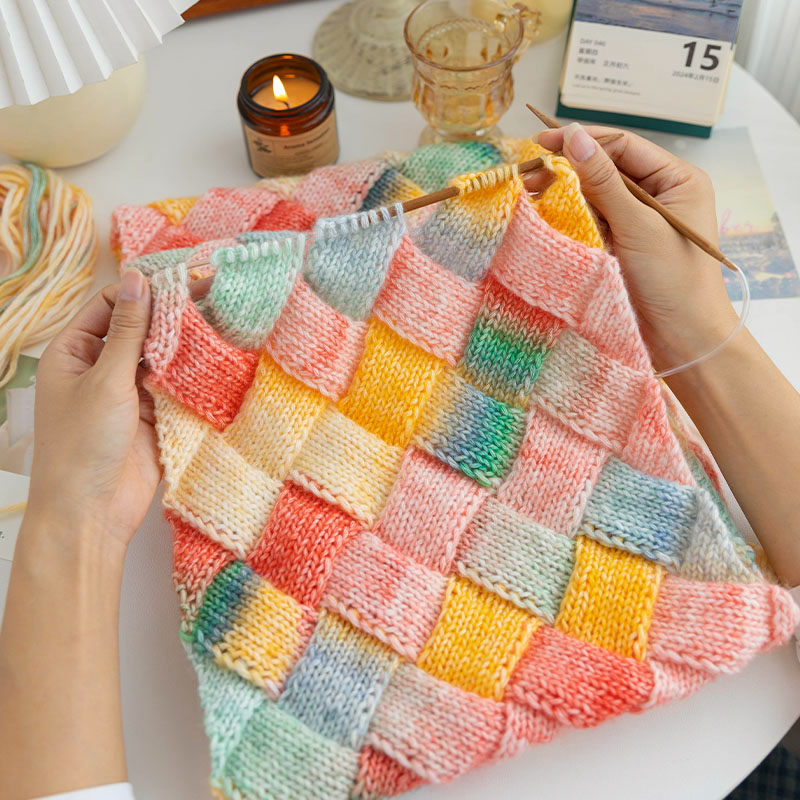 手工diy编织白桦围巾材料包十刻云团渐变色毛线新手礼物送女友