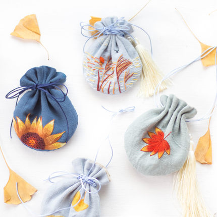 手工DIY古风香包香囊荷包车挂口金包钱包自己刺绣材料包送男友