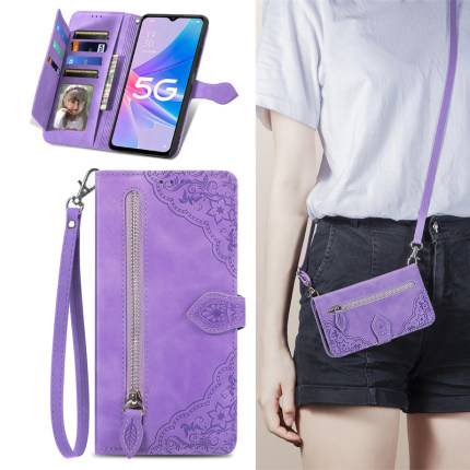 适用于oppoReno12 13手机壳Reno14全包10pro保护套Reno8 5G皮套防摔Reno11外壳翻盖式Reno7挂绳斜跨女6电话壳