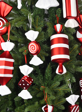 圣诞装饰圣诞树挂饰32CM电镀彩绘大糖果挂件吊饰陈美布置拍摄道具