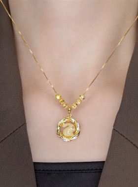 复古转运珠兔子项链女