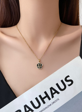 高级感轻奢山茶花项链女