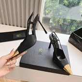 欧美2026春季 超高细跟金属字母铁头后空方头小众高级感包头凉鞋 女