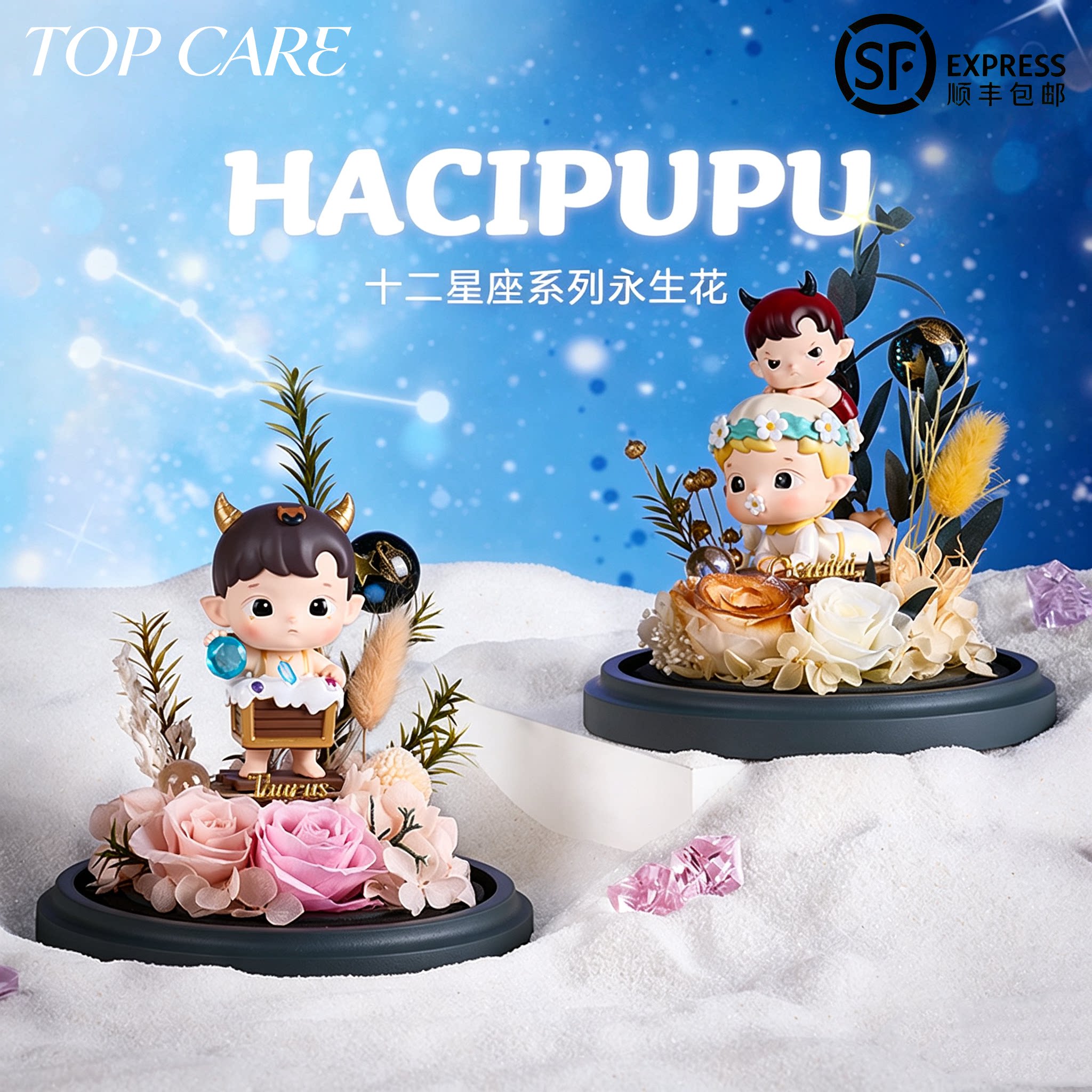 泡泡玛特HACIPUPU十二星座永生花