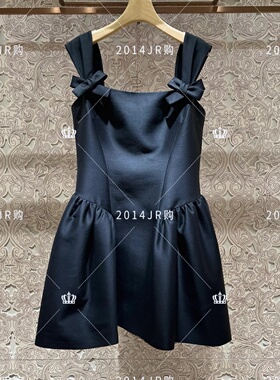 专柜正品JR2025秋新款黑色甜美蝴蝶结蓬蓬连衣裙女XRJ4L03D