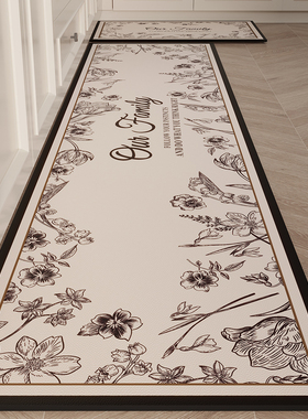 轻奢高级厨房地垫长条防滑防油吸水可擦免洗皮革地毯耐脏软脚垫子