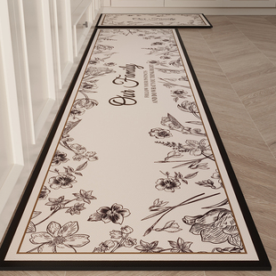 轻奢高级厨房地垫长条防滑防油防水可擦免洗皮革地毯耐脏软脚垫子