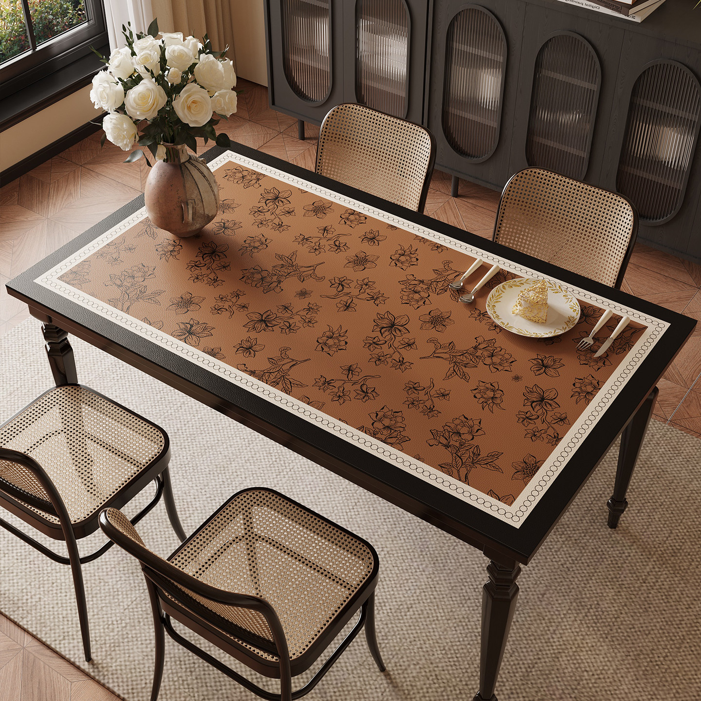 轻奢高级感美式复古餐桌桌布防水防油免洗皮革桌垫茶几桌面保护垫,居家布艺,桌布,淘宝优惠券,粉丝福利购,淘宝优惠卷