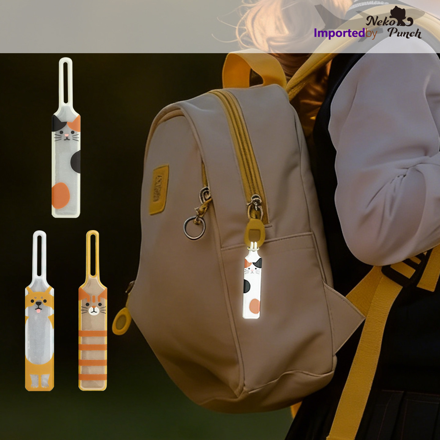 日本DECOLE猫咪反光挂件PVC衣服包包拉链头吊坠创意设计可爱卡通