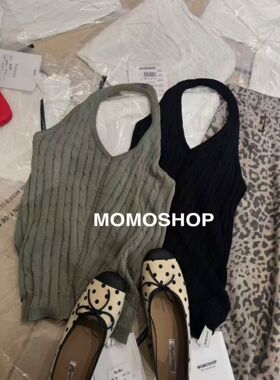 MOMOshop2026夏季新款百搭宽松韩系休闲高级轻奢挂脖针织重工吊带