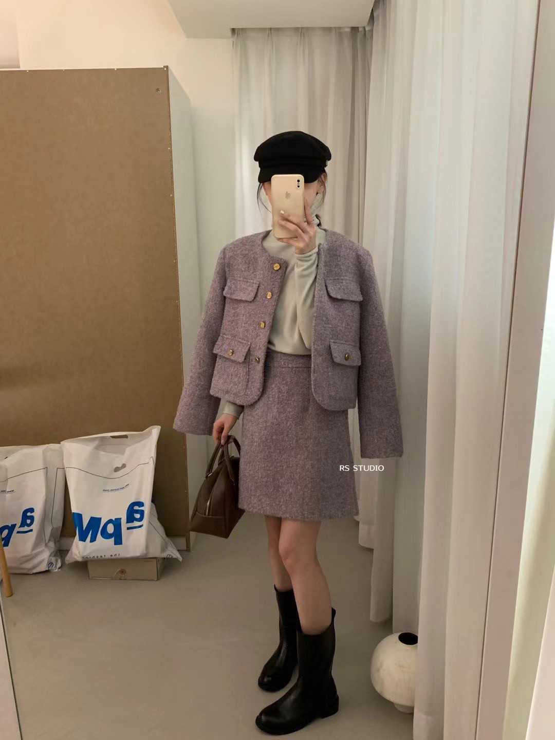 小香风套装2025新款爆款加厚外套半身裙气质淑女两件套女
