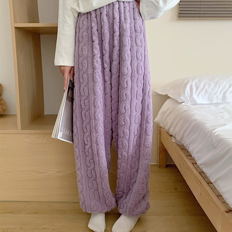 暖暖裤秋冬珊瑚绒睡裤女休闲长裤网红大码260斤加厚保暖男家居裤