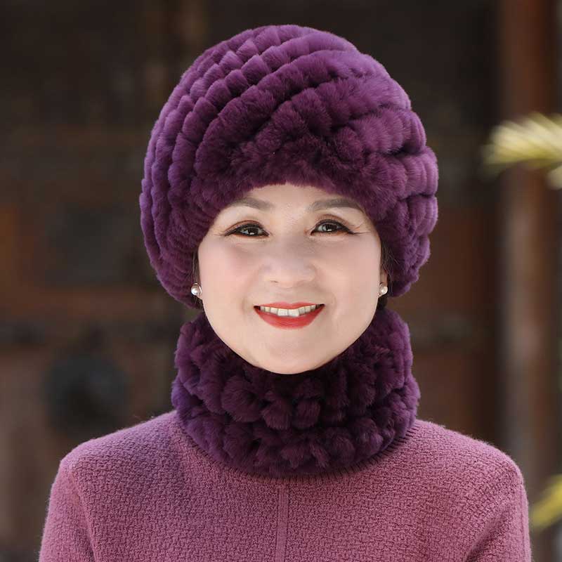皮草帽子女冬天中老年獭兔毛奶奶妈妈包头帽保暖老人老太太秋冬季