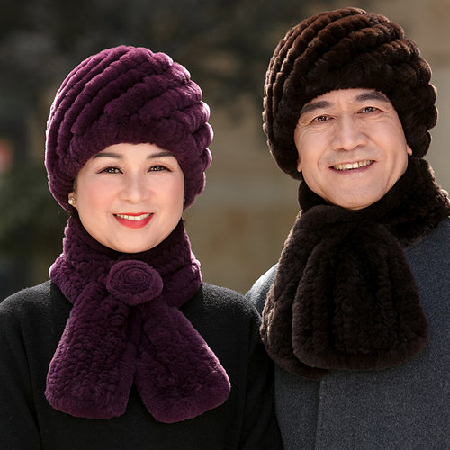 皮草毛线针织帽逛街冬季