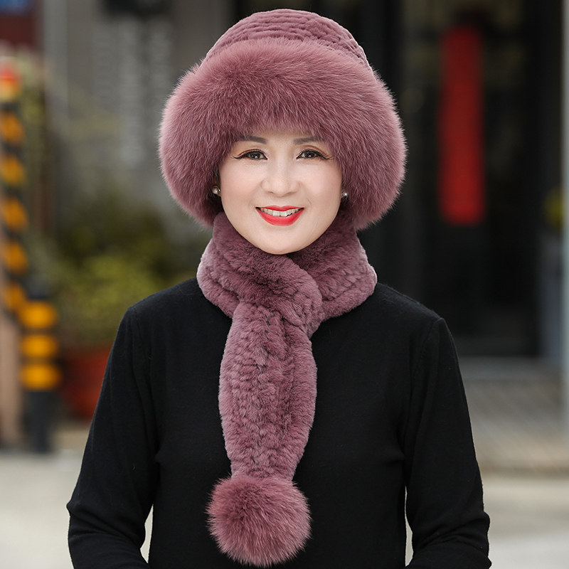 皮草帽子中老年人奶奶獭兔毛帽子女冬天狐狸毛老太太妈妈保暖礼帽
