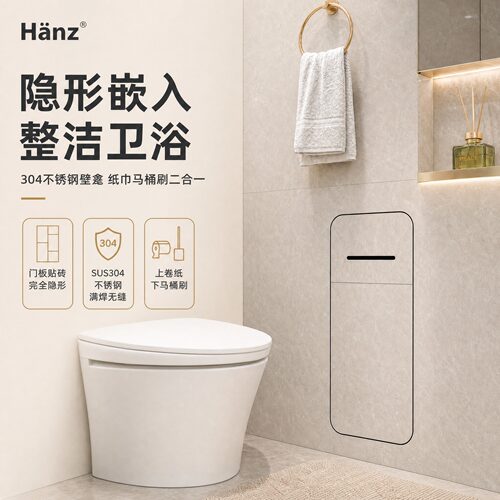 卫生间嵌入式垃圾桶隐藏式纸巾盒