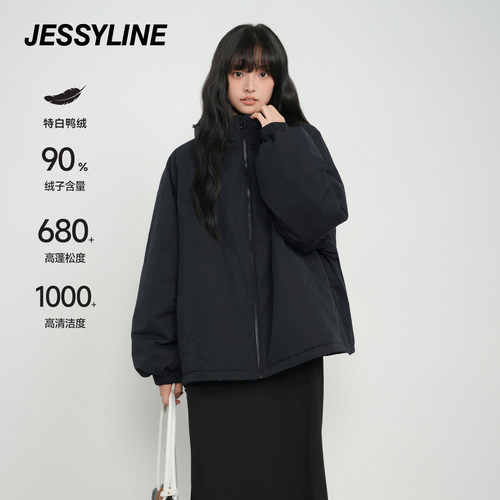 杰茜莱2025冬新款宽松连帽羽绒服