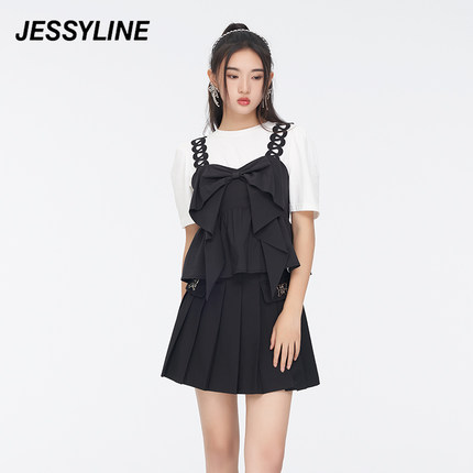 jessyline夏季专柜新款女装 杰茜莱T恤吊带时尚套装女 321103167