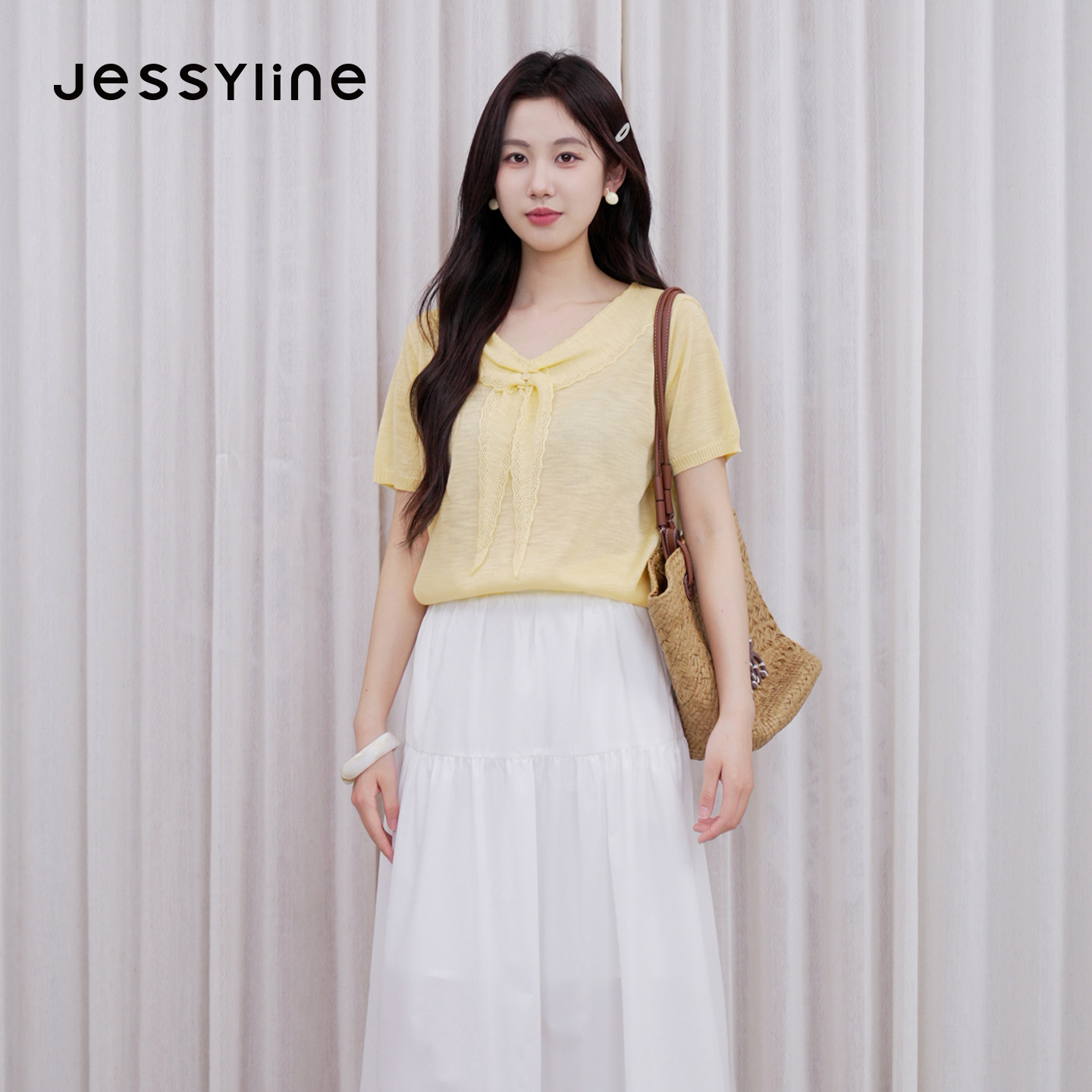 jessyline杰茜莱2026夏季新款优雅娃娃衫女小个子可爱套头针织衫
