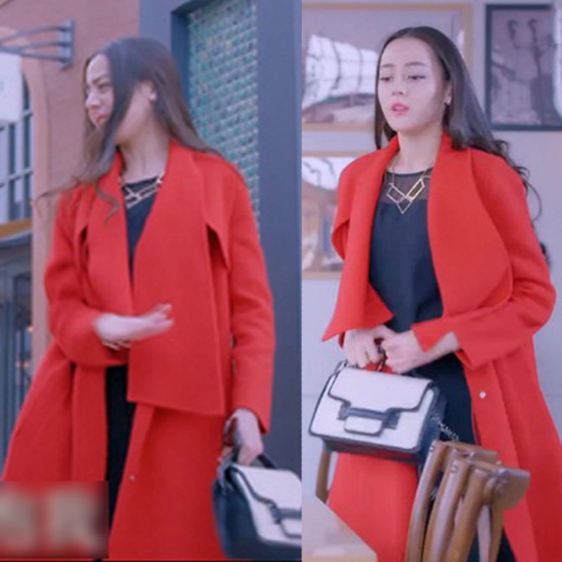 毛呢外套风衣你是我的荣耀晶红色