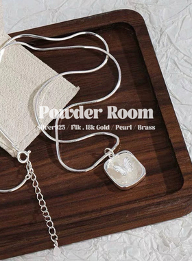 Powder Room纯银项链 | 蝴蝶出逃 S925 蛇骨方形坠油画蝴蝶项链