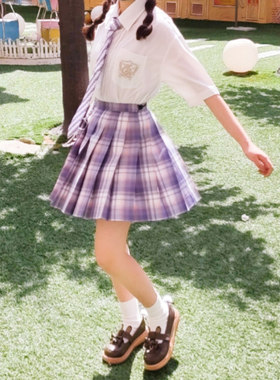 芋泥蛋糕兔缝缝葵子家JK制服学生格纹软妹百褶裙芋圆小岛紫裙